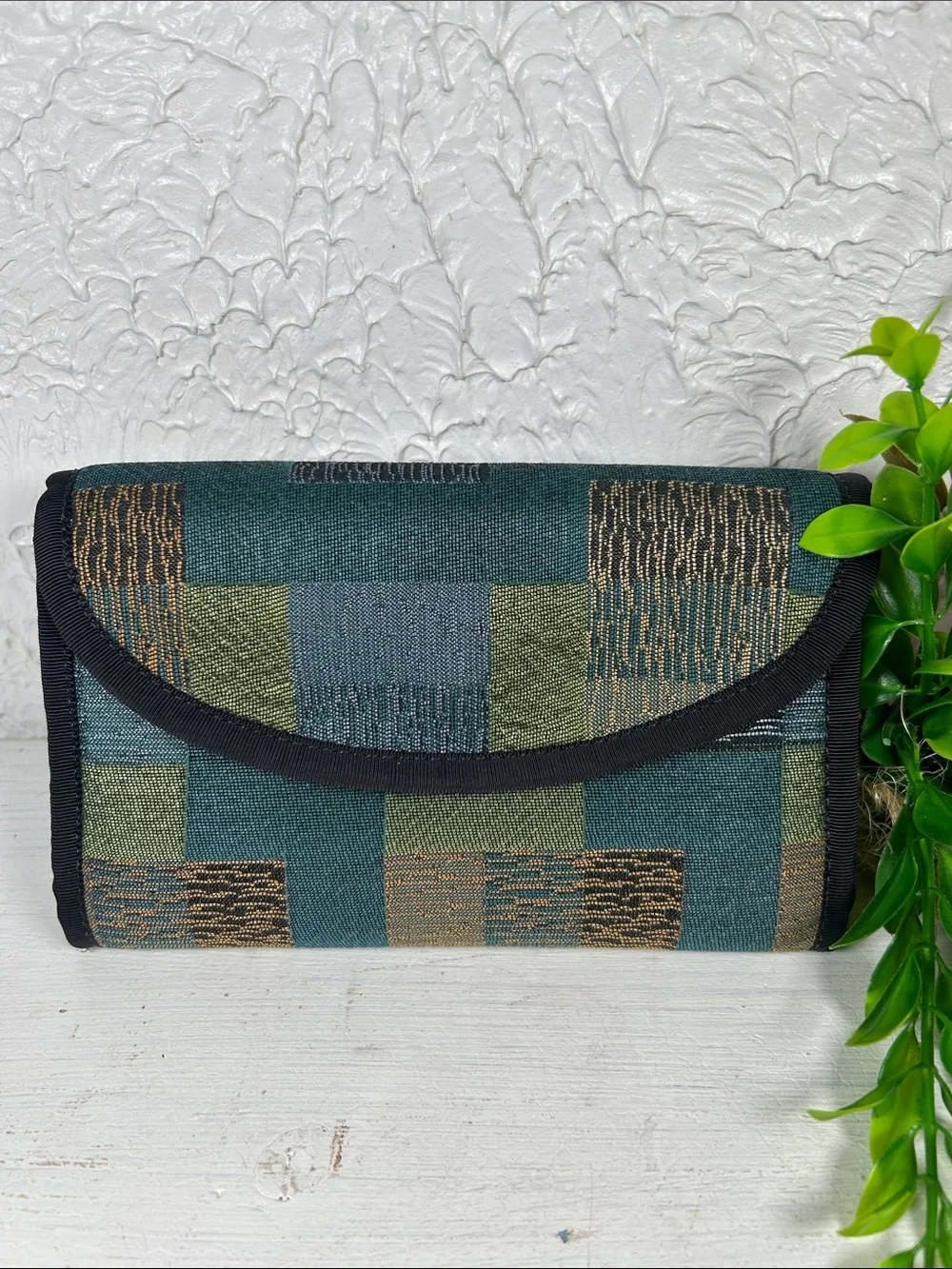 Patchwork Foldover Wallet Clutch Women Bags Multi Storage wallet Magnetic Snap